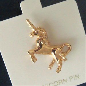Shiny Gold Tone Mythic Modern Medieval Unicorn Pin